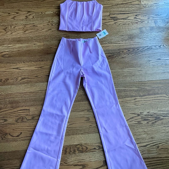 NWT Tiger Mist Pink Strapless faux leather corset top and pants - Picture 8 of 9